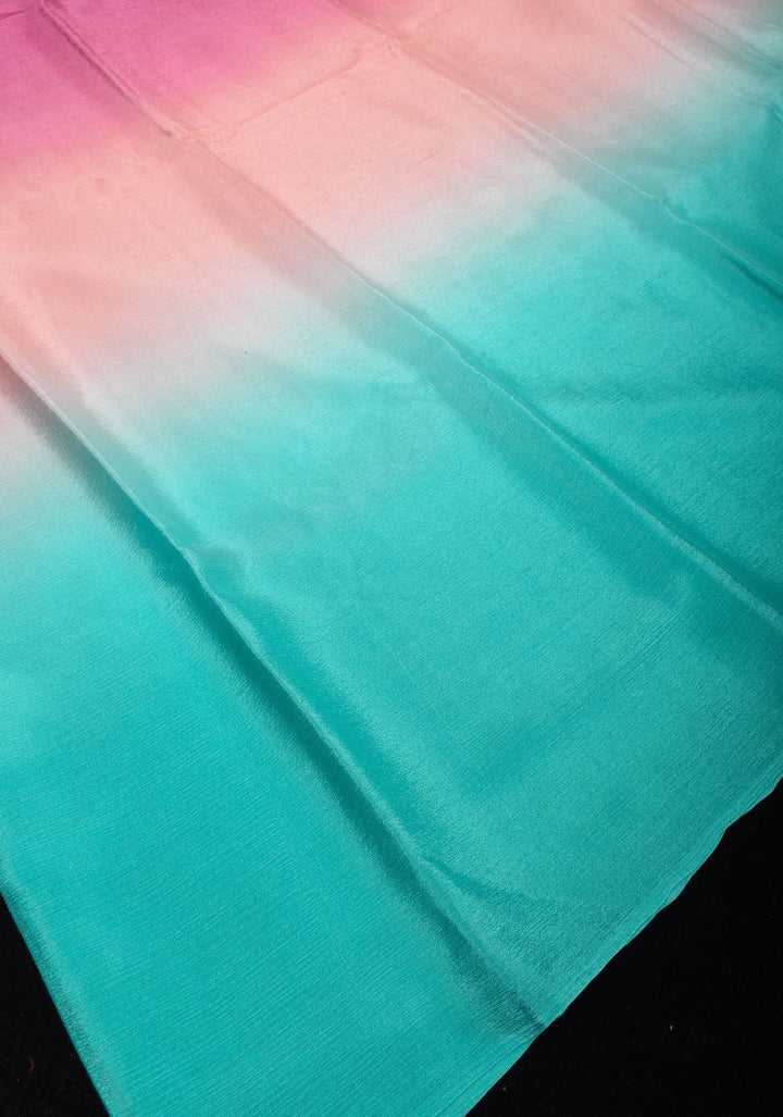 Bollywood style ombre pure chiffon in Multicolor, No Blouse Piece