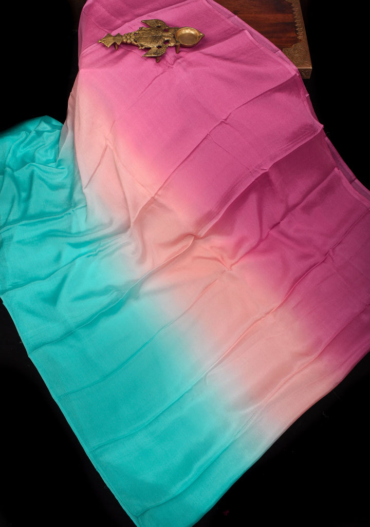 Bollywood style ombre pure chiffon in Multicolor, No Blouse Piece
