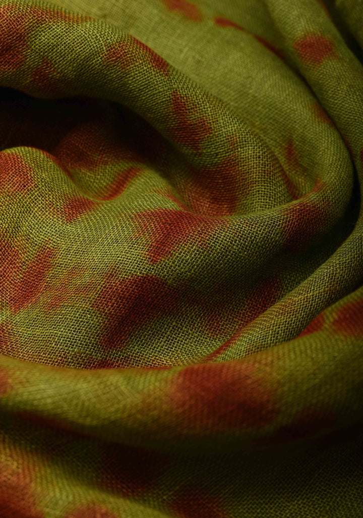 Green Authentic Shibori on Pure Linen by Linen Saree with Zari Border