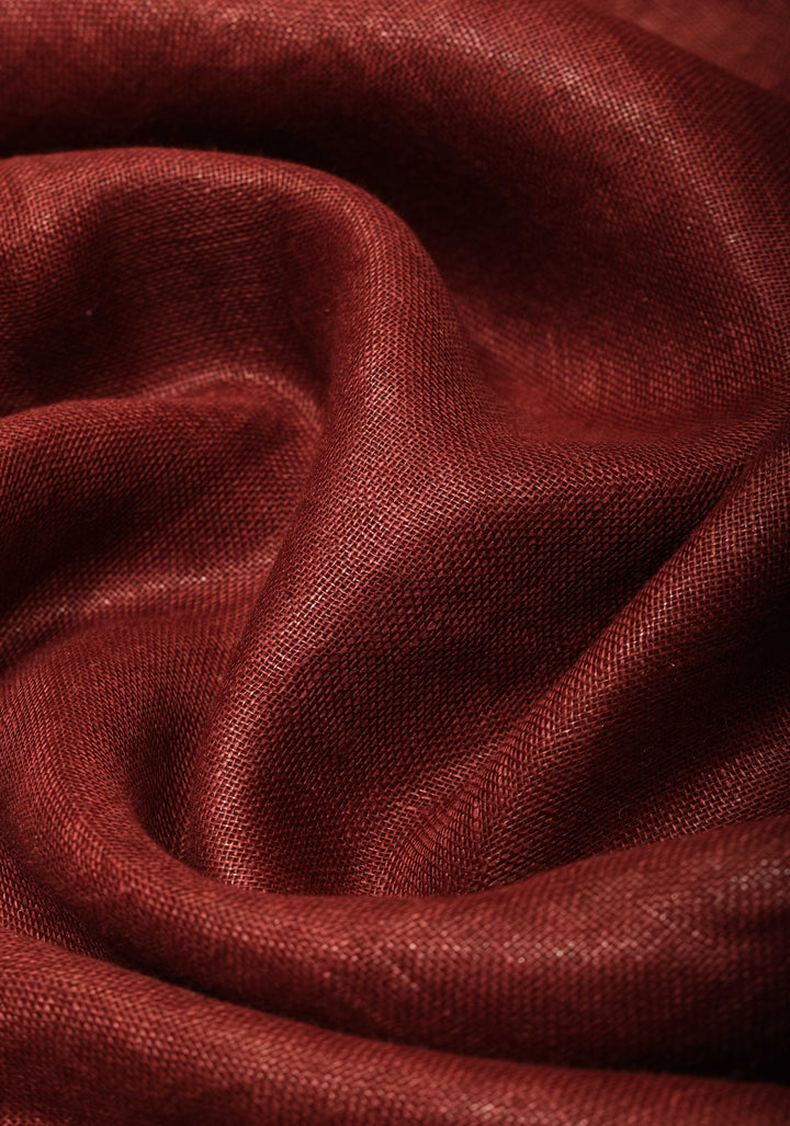 Mud Brown  Linen Saree with Zari Border and Multicolor Tassels on Pallu