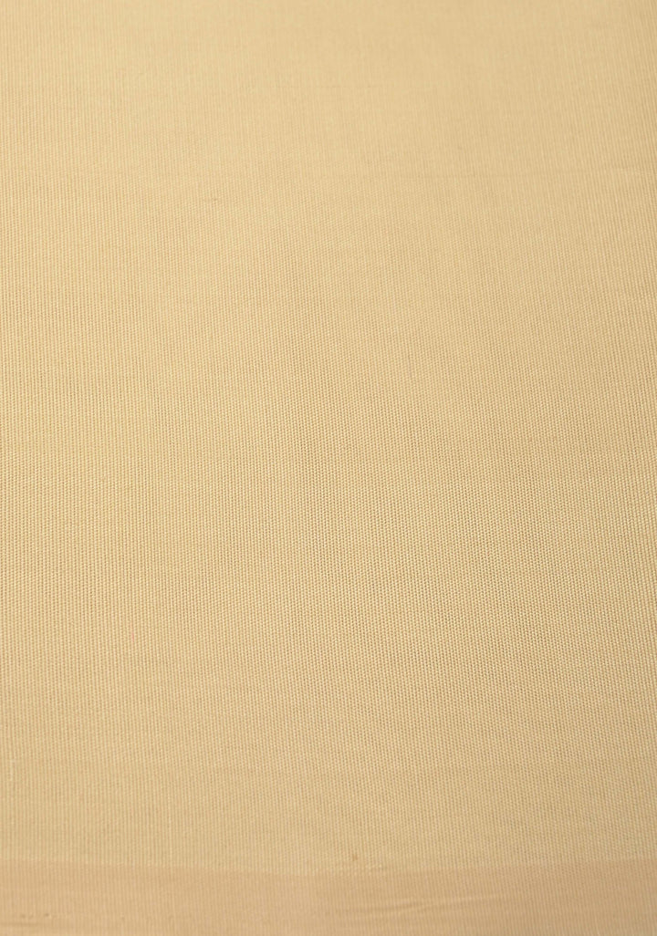 Zariless Beige Borderless Pure Kanjivaram Silk Saree with Resham Buttas  | SILK MARK CERTIFIED