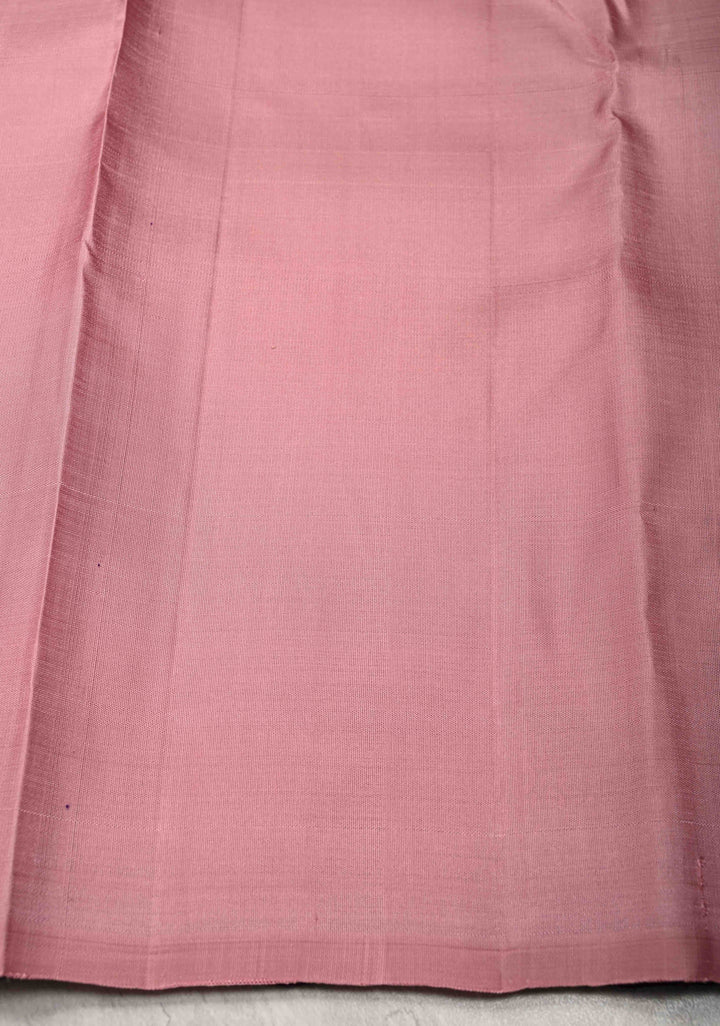 Borderless Plum Kanjivaram Pure Silk Saree with Paisley Motifs and Weavy Design Zari Panel  | SILK MARK CERTIFIED