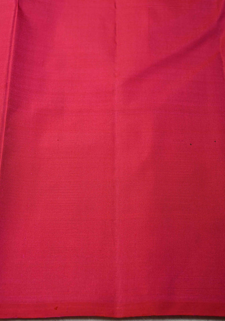 Beige  Borderless Check Pattern on Kanjivaram Pure Silk Saree with Peacock Feather, Flute Butta and Contrast Pallu | SILK MARK CERTIFIED