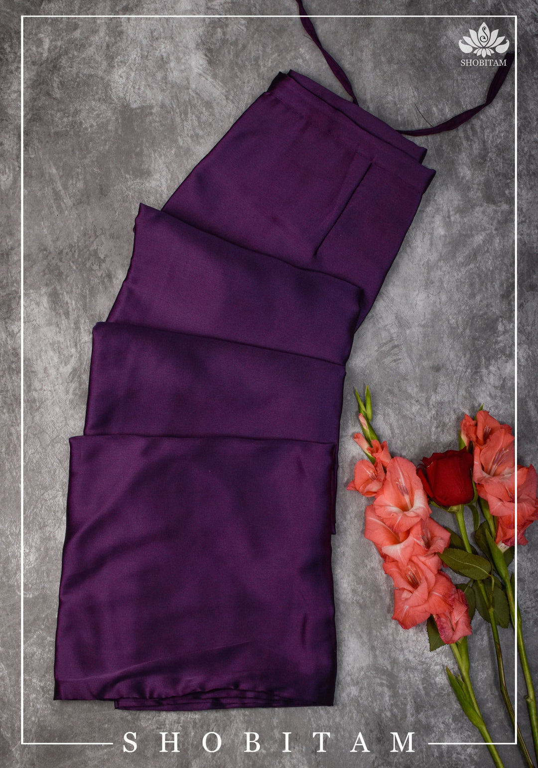 Eggplant Color Premium Quality Purple Petticoat for saree, in standard size.