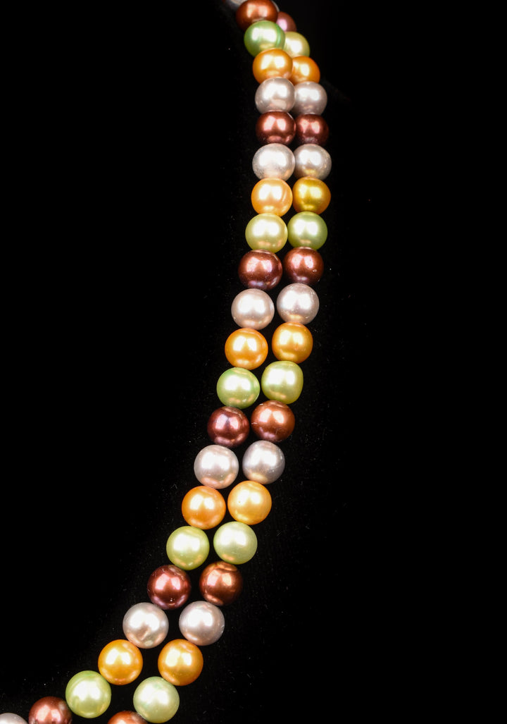 Two Strand Multicolor Pearl Necklace Set