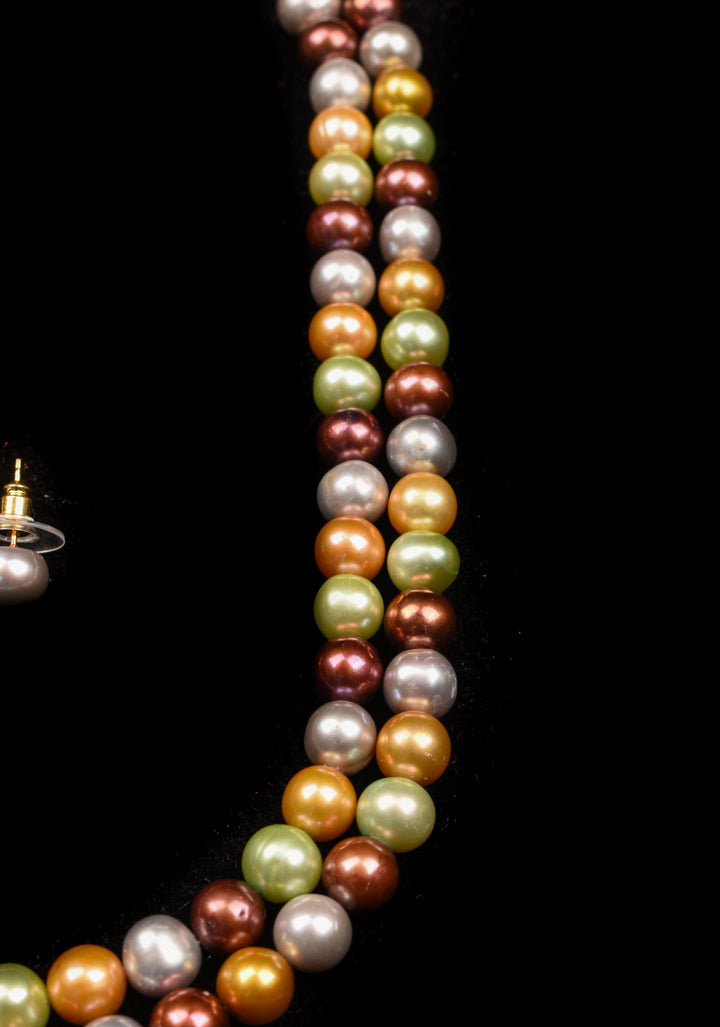 Two Strand Multicolor Pearl Necklace Set
