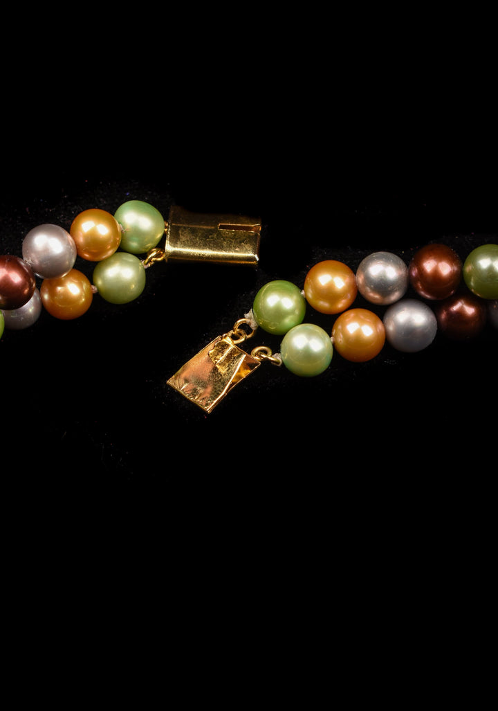 Two Strand Multicolor Pearl Necklace Set