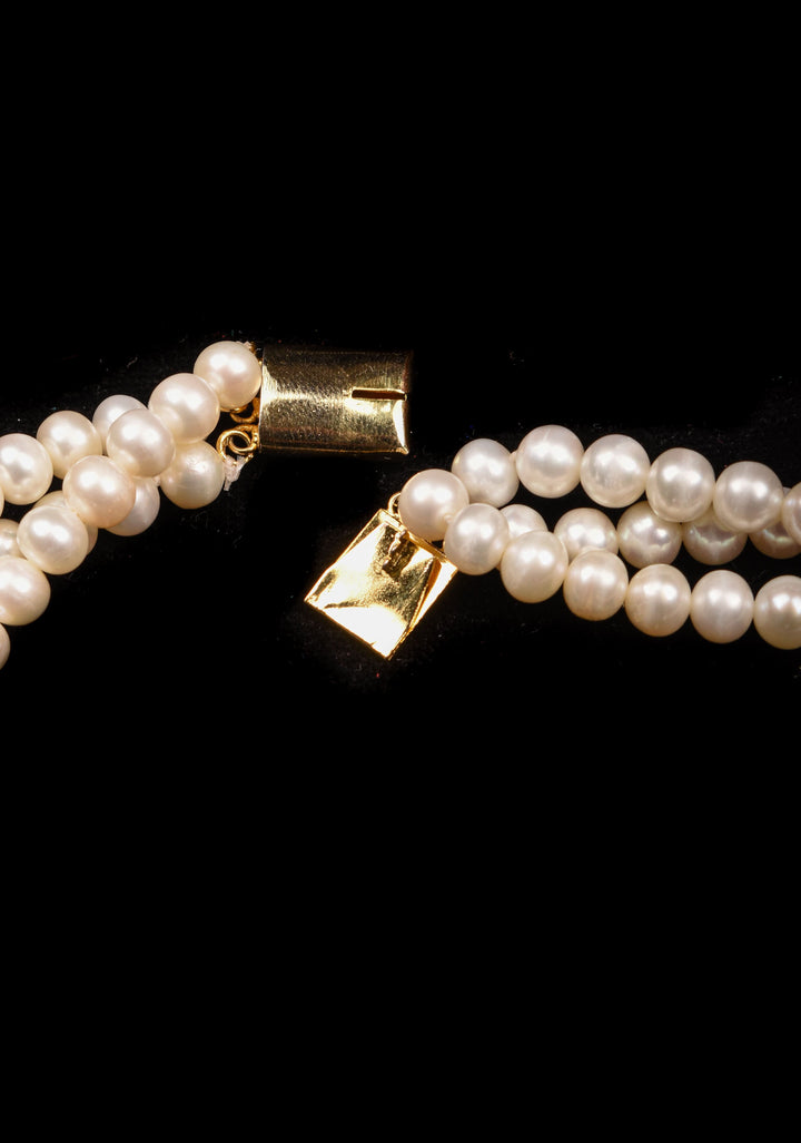 Triple Strand Freshwater Oval Shaped Multicolor Necklace Set