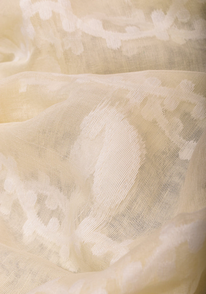 Cream Bengal Cotton saree with Jamdani style (No Blouse Piece)
