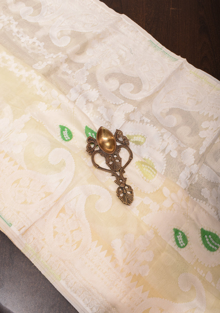 Cream Bengal Cotton saree with Jamdani style (No Blouse Piece)