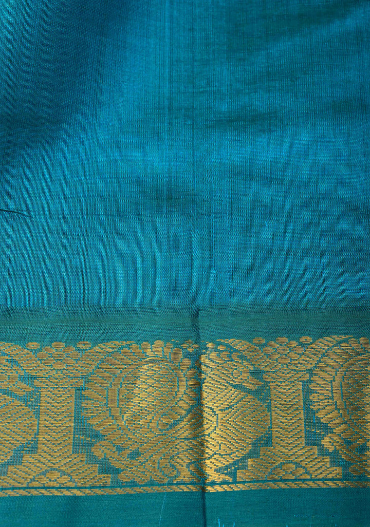 Black-White Gingham Checks Koravi Kanchi Silk Cotton 100% Handloom Saree with Contrast Zari Border