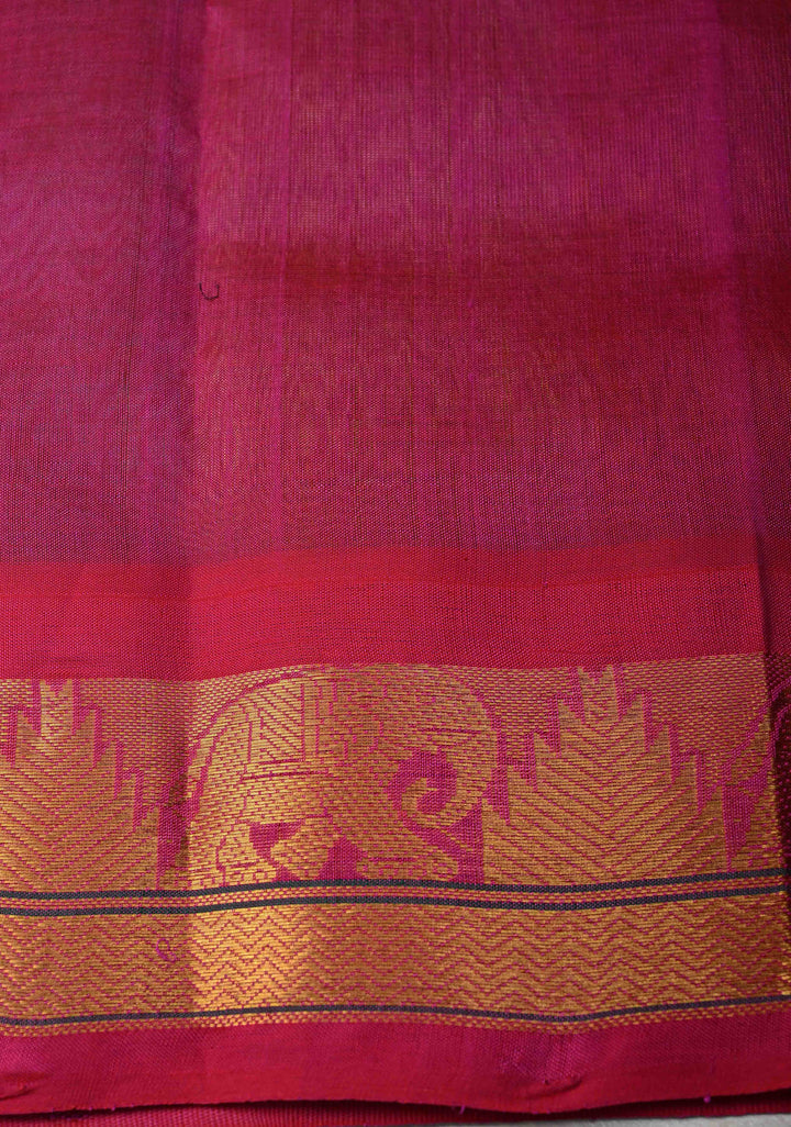 Multicolor Kanchi Silk Cotton Saree with Rangkaat Design and Contrast Zari Borders