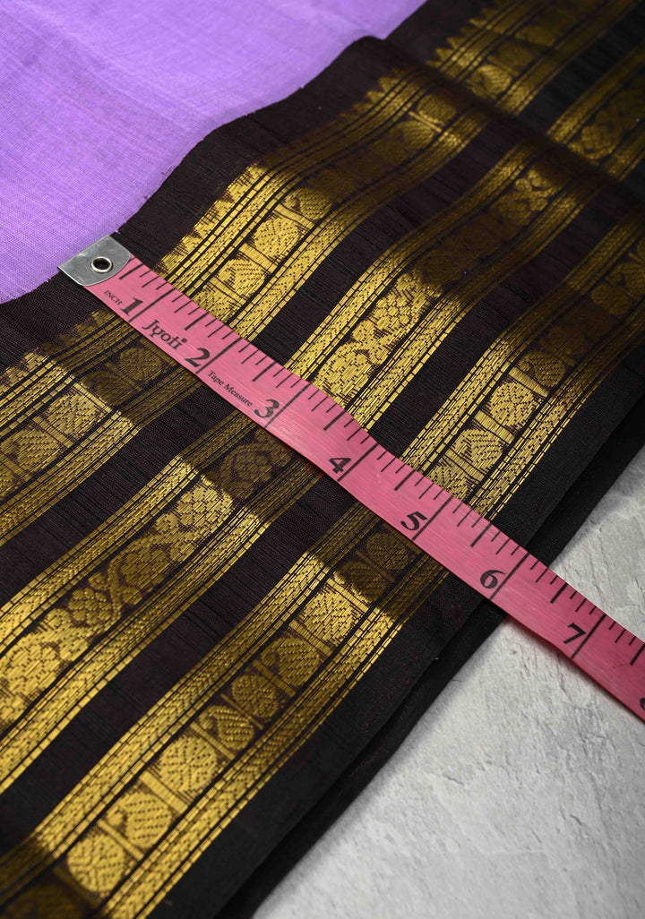 Dark Lavender Koravi Kanchi Silk Cotton 100% Handloom Saree with Contrast Zari Border
