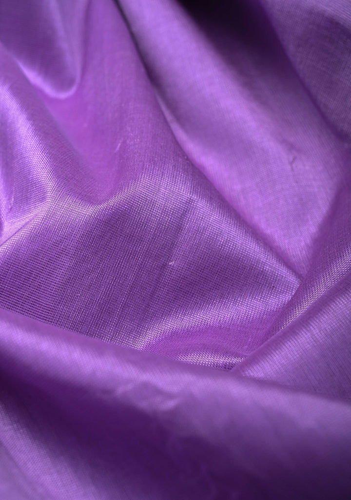 Dark Lavender Koravi Kanchi Silk Cotton 100% Handloom Saree with Contrast Zari Border