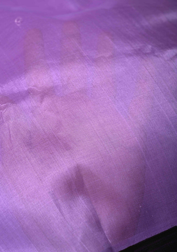Dark Lavender Koravi Kanchi Silk Cotton 100% Handloom Saree with Contrast Zari Border