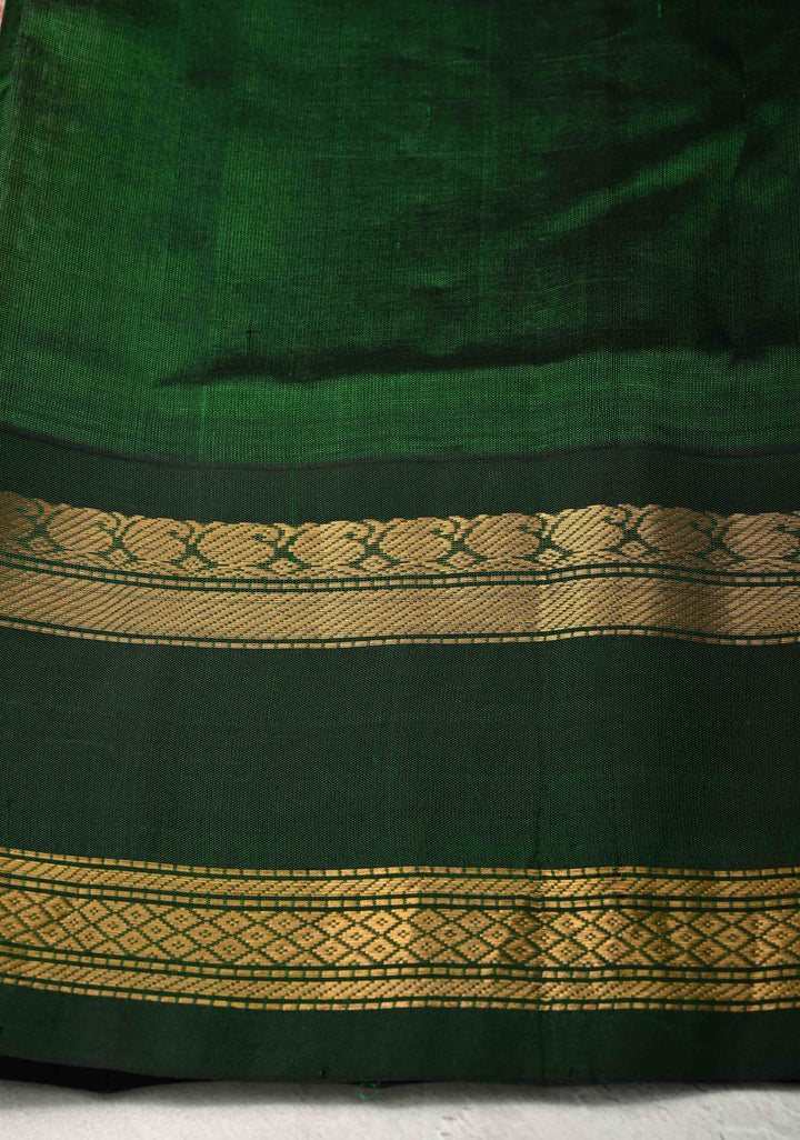 Off White Red Charming Vintage Checks on Kanchi Silk Cotton Saree with Contrast Zari border
