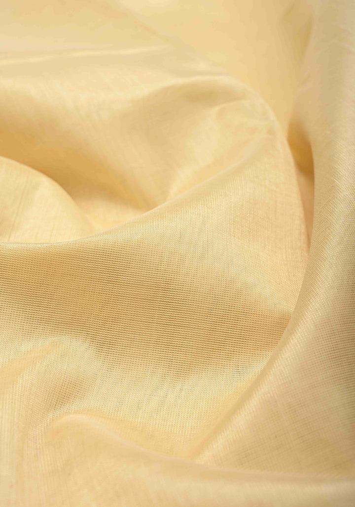 Beige Koravi Kanchi Silk Cotton Handloom Saree with Contrast Zari Border