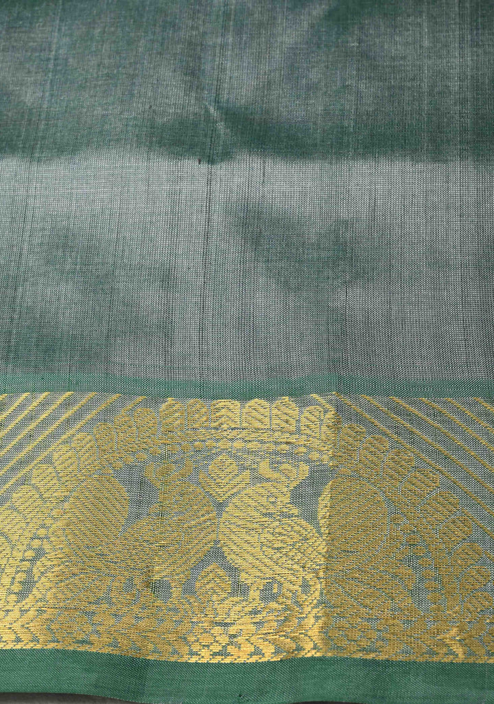 Purple Dual Tone  Koravi Kanchi Silk Cotton Handloom Saree with Contrast Zari Border