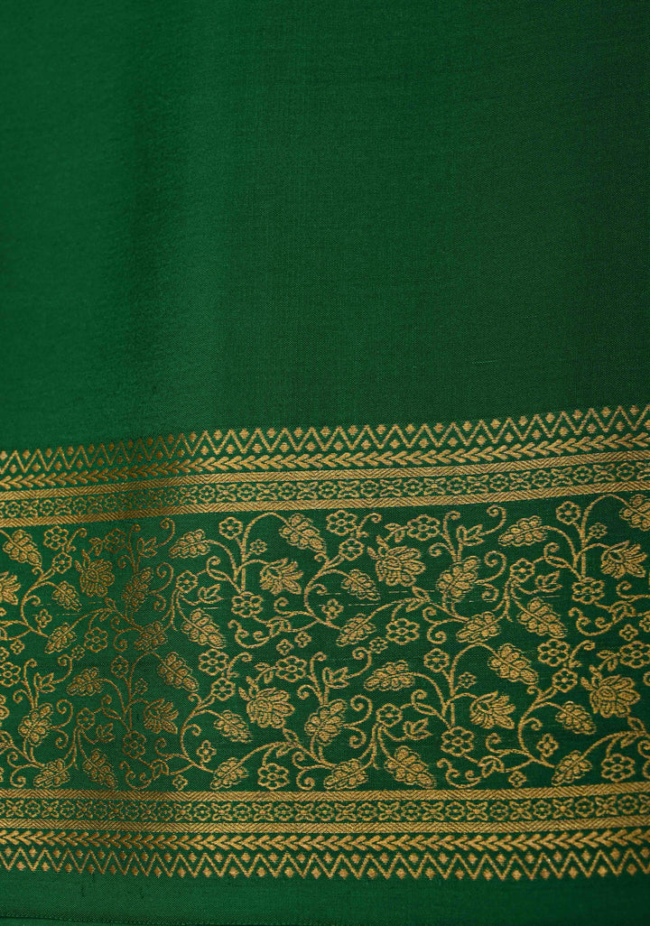 Mint Green Pure Mysore Crepe Silk Sarees with Floral Digital Print and Fancy Borders | Silk Mark Certified