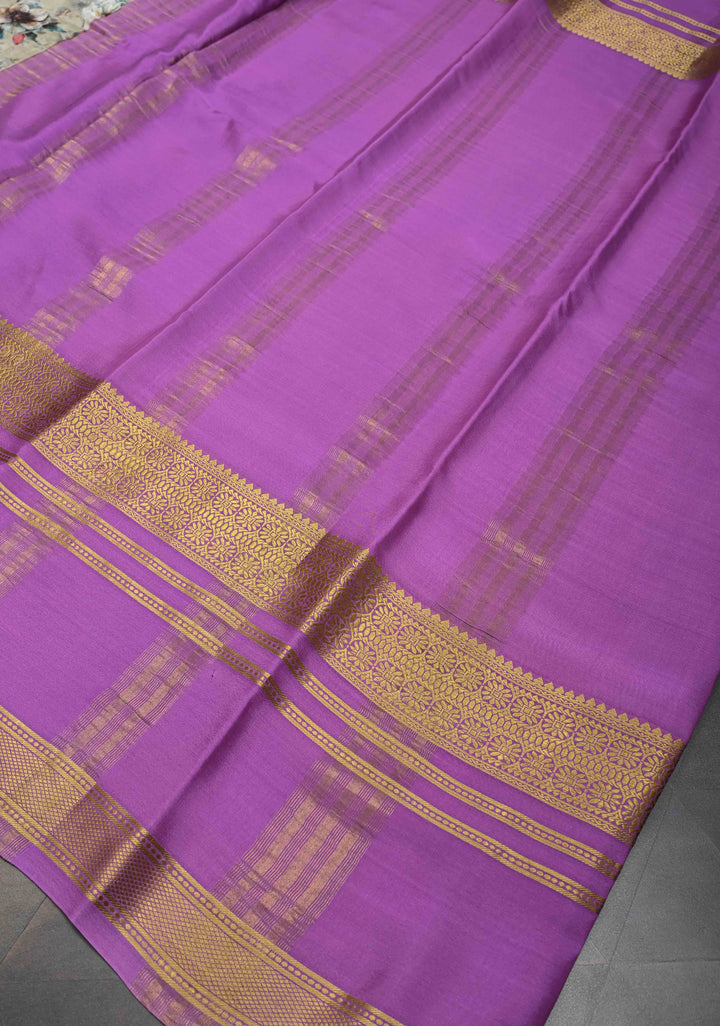 Sage Green Pure Mysore Crepe Silk Sarees with Floral Digital Print and Fancy Borders | Silk Mark Certified