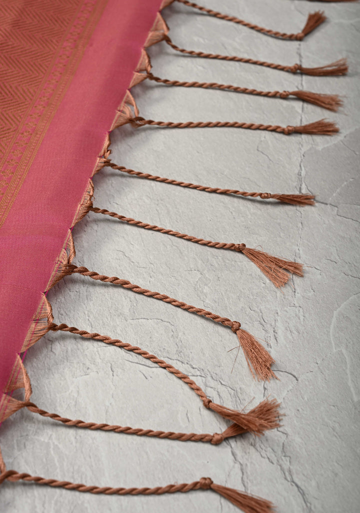 Teal Dual tone Kanchi Semi Silk Saree with Zari Buttas and Mandala Motifs on Minimal Zari Border