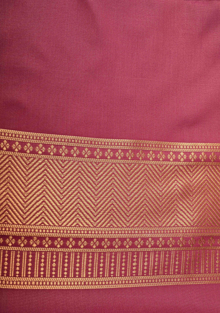 Teal Dual tone Kanchi Semi Silk Saree with Zari Buttas and Mandala Motifs on Minimal Zari Border