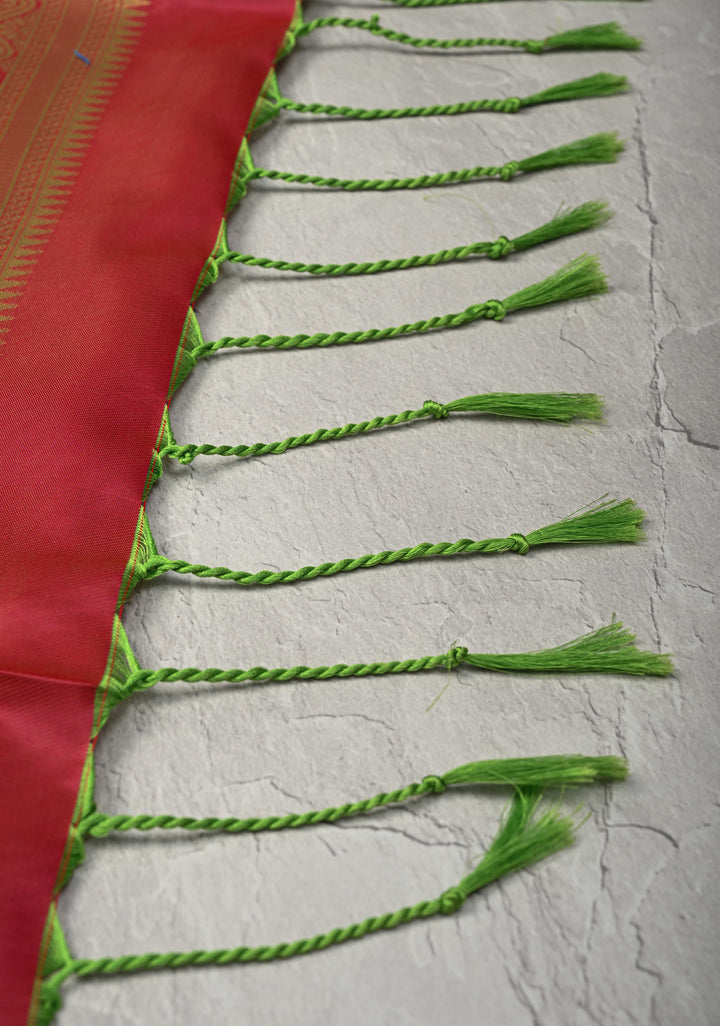 Green Dual tone Kanchi Semi Silk Saree with Meenakari Buttas and Zari Border