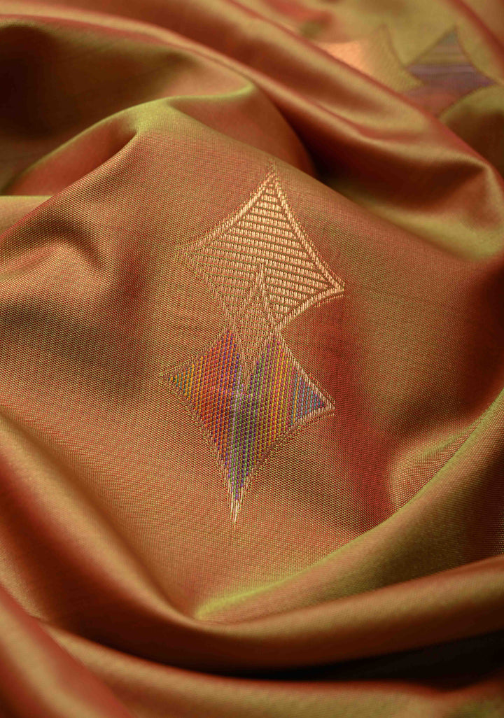 Green Dual tone Kanchi Semi Silk Saree with Meenakari Buttas and Zari Border