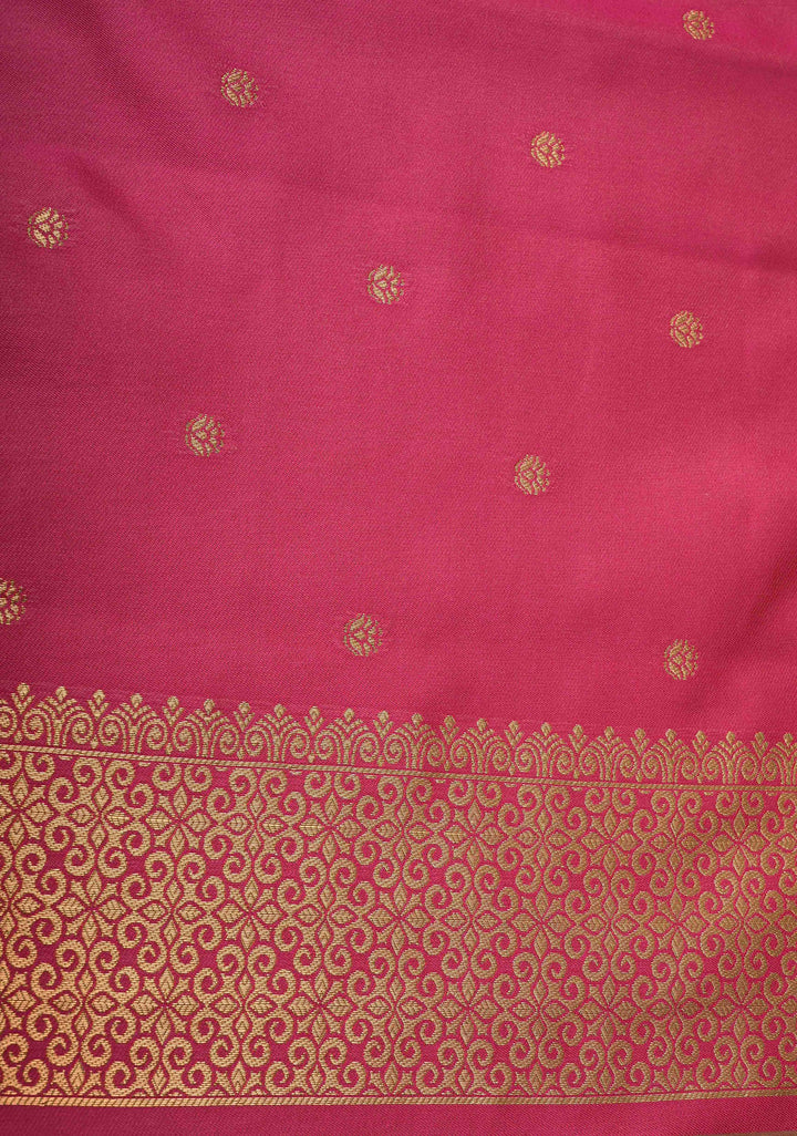 Green Pink Dual tone Kanchi Semi Silk Saree with Meenakari Floral Buttas and Zari Border