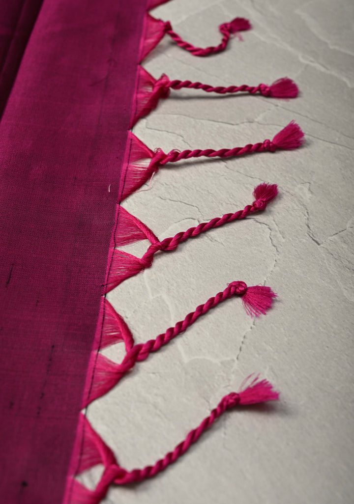 Deep Green Kanjivaram Soft Silk Saree with Cross Stitch Machine Embroidery Border and Zari Buttas | SILK MARK CERTIFIED