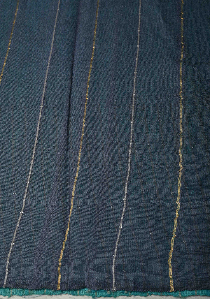 Turquoise Geecha Tussar Saree with woven sequins | SILK MARK CERTIFIED