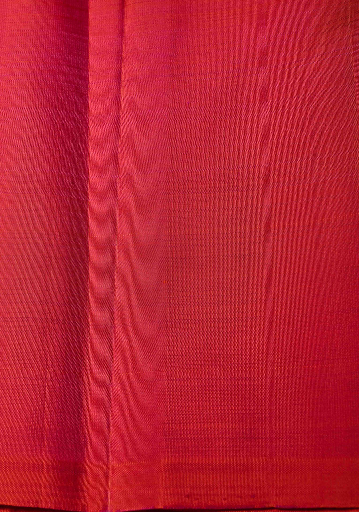 Plum Borderless Kanjivaram Pure Silk Saree with Meena 3 color Zari Birds Motifs and Contrast Pallu  | SILK MARK CERTIFIED