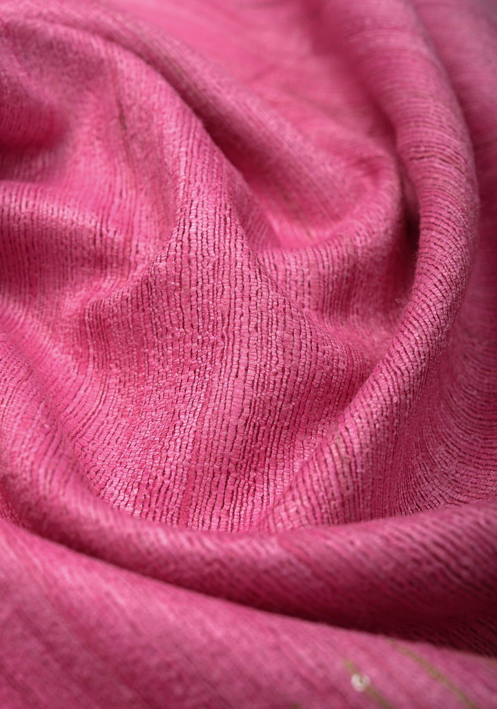 Pink Geecha Tussar Saree with woven sequins | SILK MARK CERTIFIED