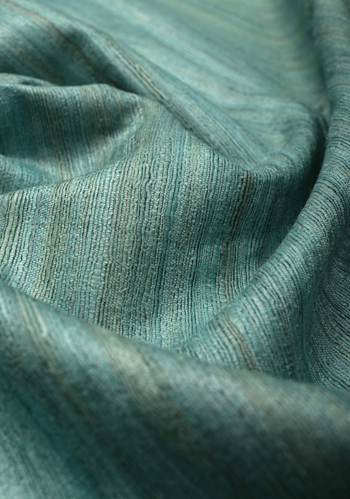 Teal Geecha Tussar Saree with woven sequins | SILK MARK CERTIFIED