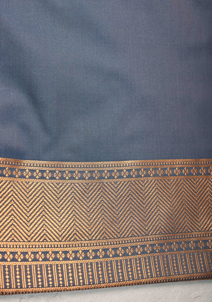 Rose Vale Kanchi Semi Silk Saree with Zari Buttas and Mandala Motifs on Border