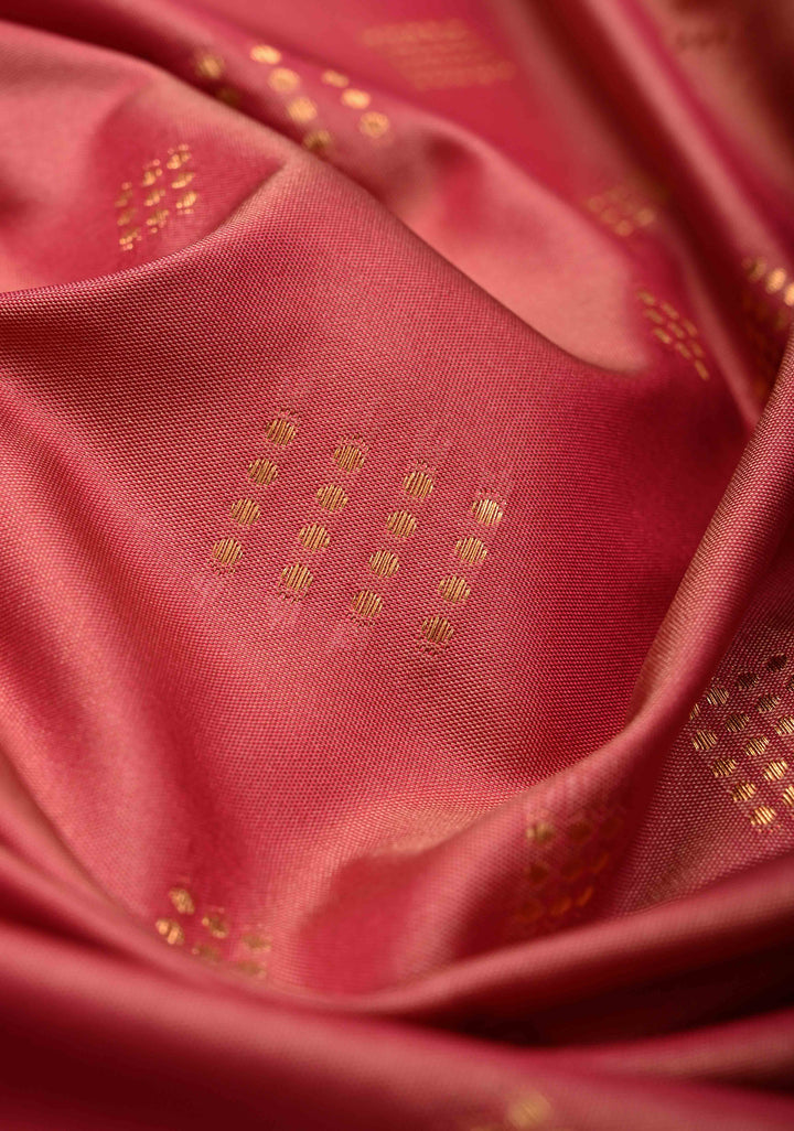 Rose Vale Kanchi Semi Silk Saree with Zari Buttas and Mandala Motifs on Border