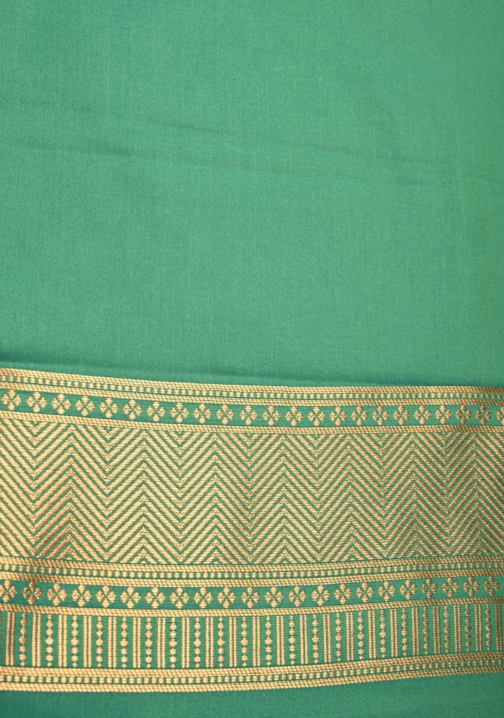 Green-Maroon Dual tone Kanchi Semi Silk Saree with Zari Buttas and Mandala Motifs on Border