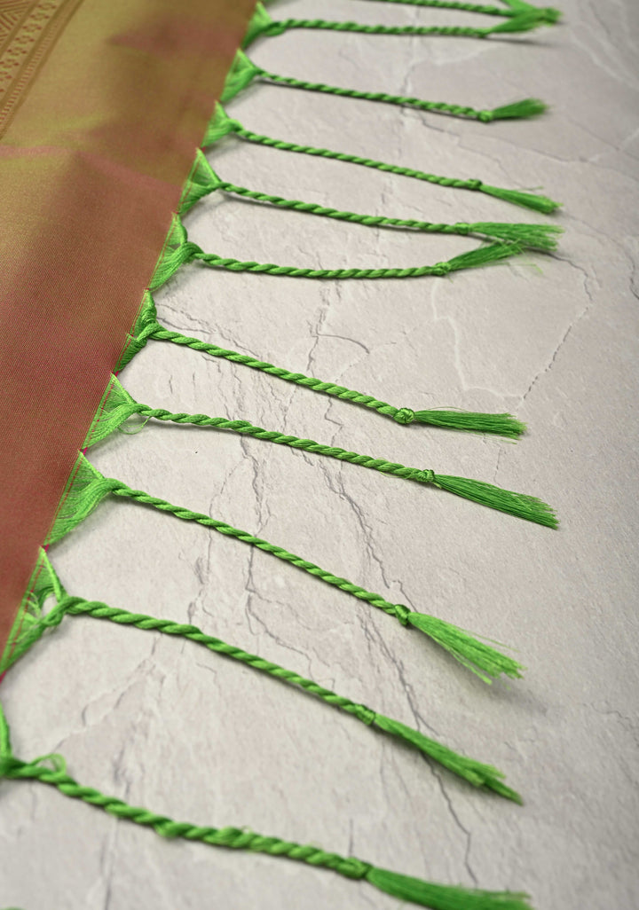 Blue Dual tone Kanchi Semi Silk Saree with Zari Buttas and Mandala Motifs on Border