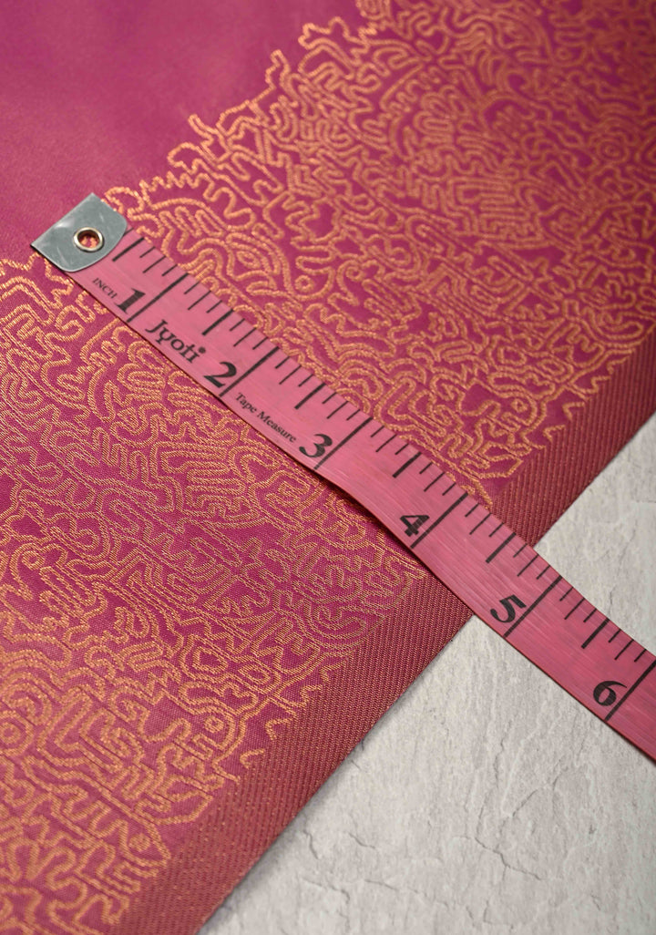 Mulberry Kanchi Semi Silk Saree with Geometric Buttas and Abstract Zari Border