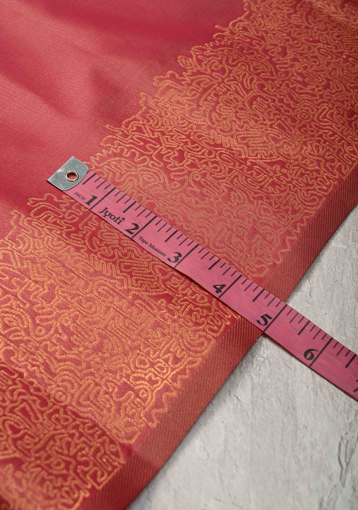 Rose Vale Kanchi Semi Silk Saree with Geometric Buttas and Abstract Zari Border