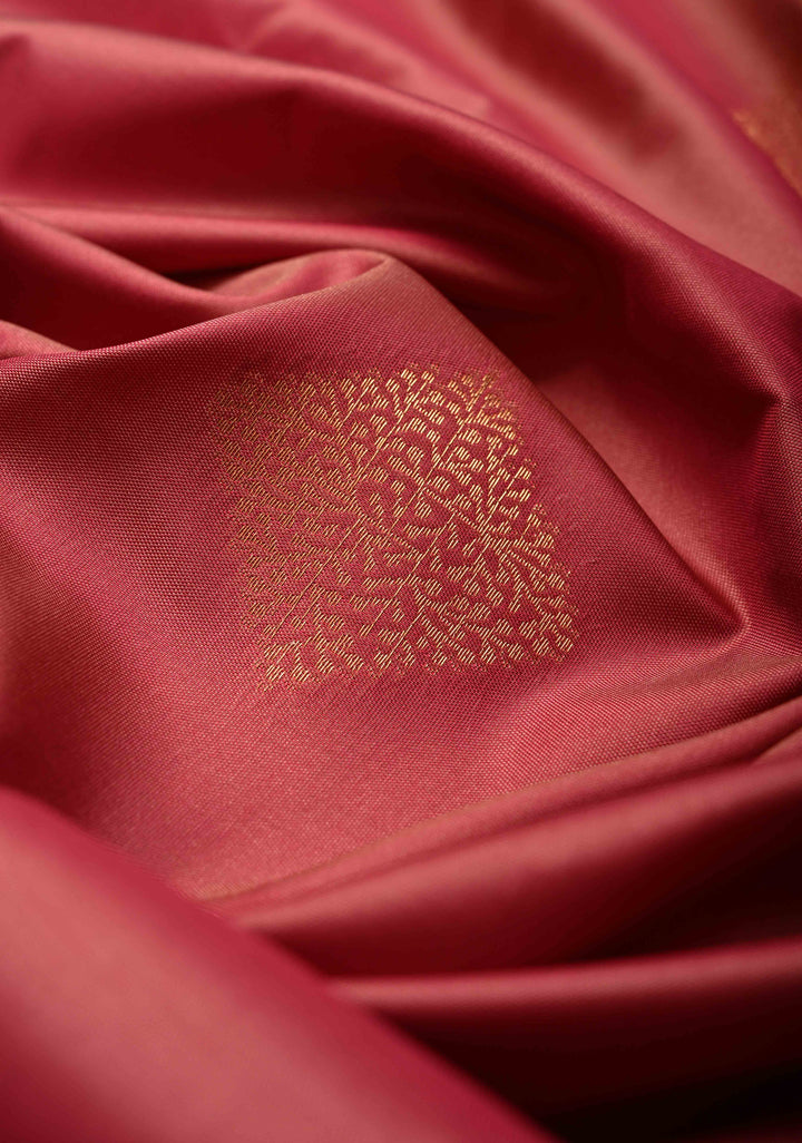 Rose Vale Kanchi Semi Silk Saree with Geometric Buttas and Abstract Zari Border
