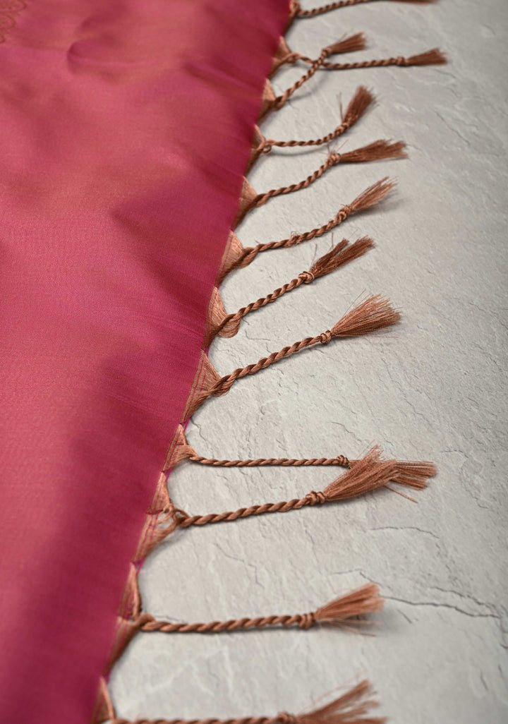 Teal Dual Tone Kanchi Semi Silk Saree with Geometric Buttas and Abstract Zari Border