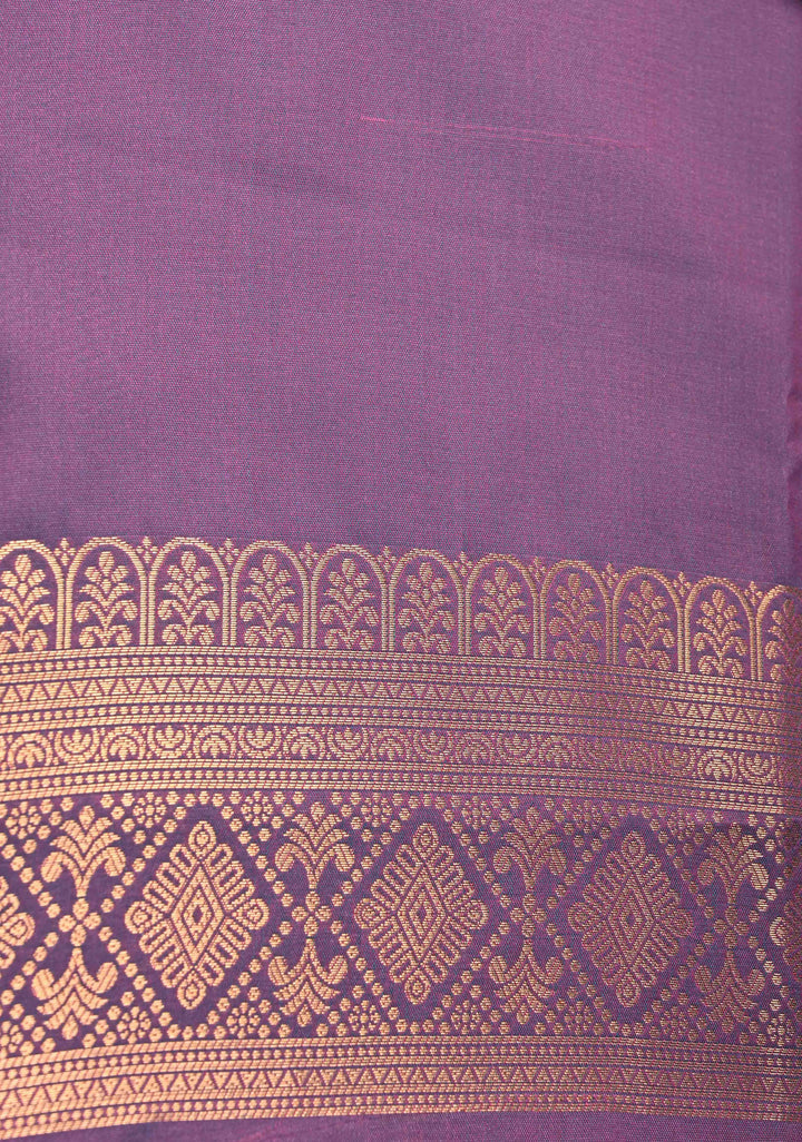 Hot Pink Kanchi Semi Silk Saree with Geometric Buttas and Abstract Zari Border