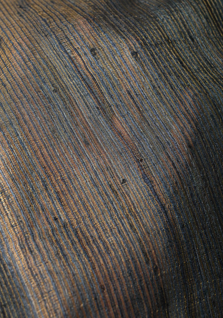 Bluish Grey Geecha Tussar tissue Saree with Minimal Zari Border | SILK MARK CERTIFIED