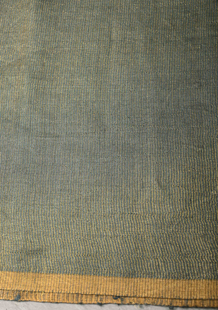 Viridian Green  Geecha Tussar tissue Saree with Minimal Zari Border | SILK MARK CERTIFIED