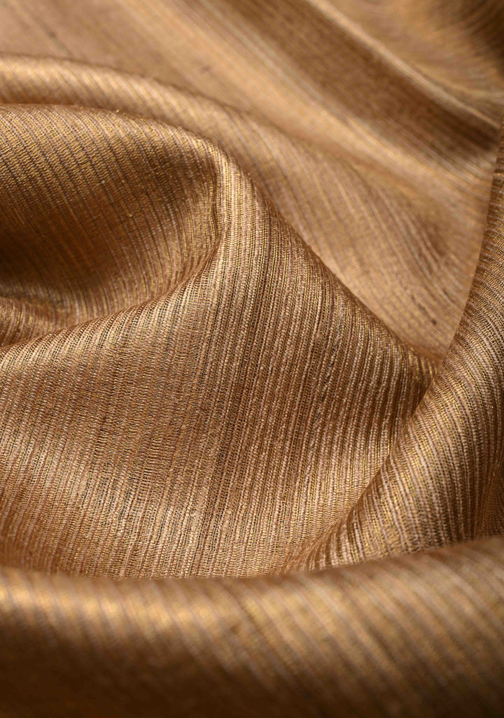 Beige Geecha Tussar tissue Saree with Minimal Zari Border | SILK MARK CERTIFIED