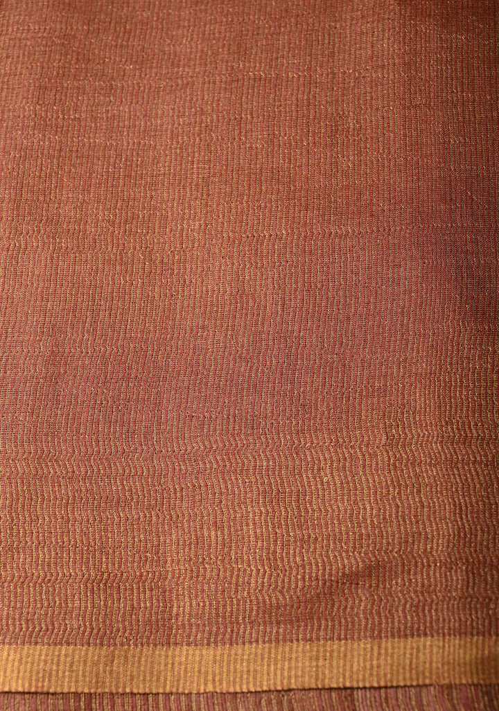 Rose Pink   Geecha Tussar tissue Saree with Minimal Zari Border | SILK MARK CERTIFIED