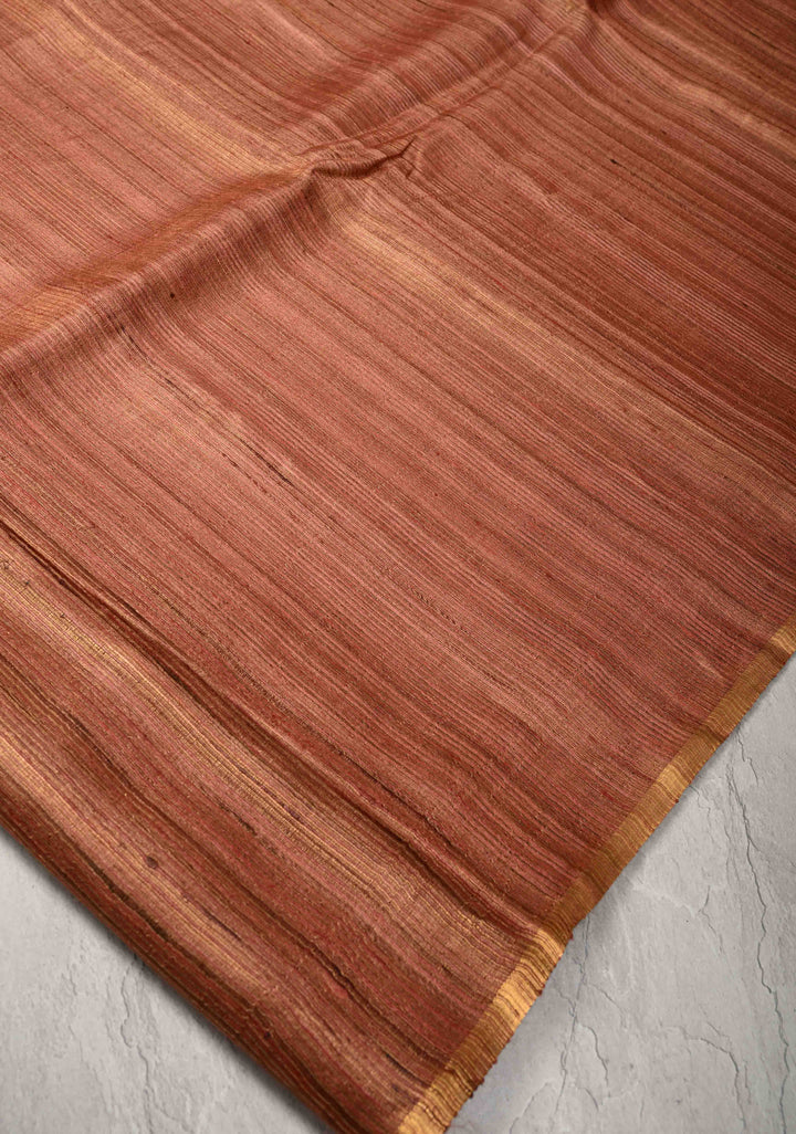 Rose Pink   Geecha Tussar tissue Saree with Minimal Zari Border | SILK MARK CERTIFIED