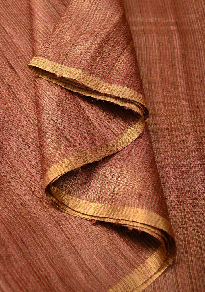 Rose Pink   Geecha Tussar tissue Saree with Minimal Zari Border | SILK MARK CERTIFIED