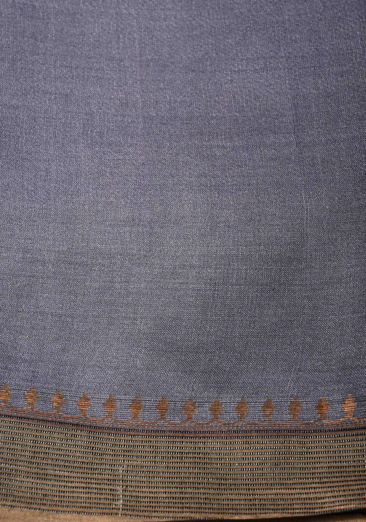 Pink-Lilac Tussar Silk saree with Floral Digital Print and Minimal Border | SILK MARK CERTIFIED